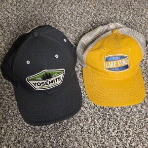 Yosemite Lake Tahoe Camp David Hat Cap Lot 2 Strap Back One Size Yellow Mens